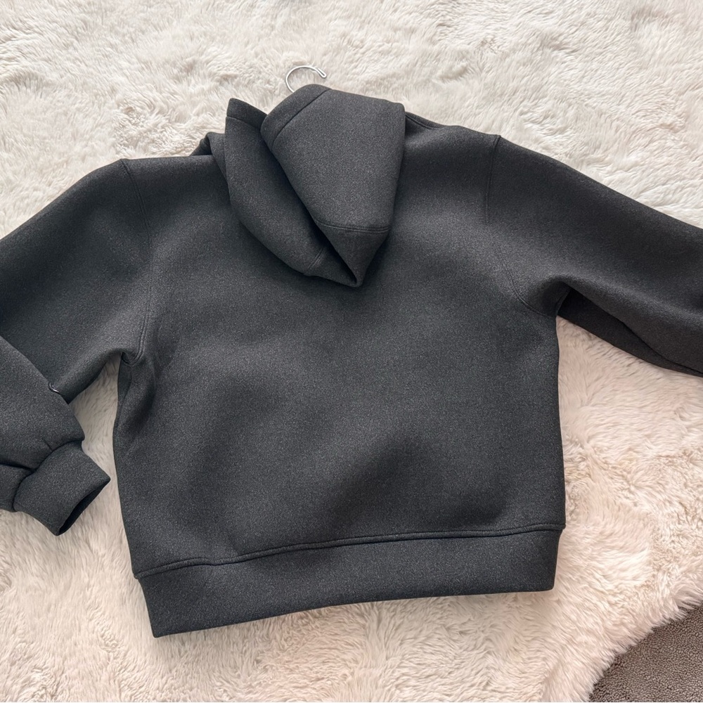 NWT neoprene effect antracite gray  zip-up hooded jacket. - Picture 2 of 7